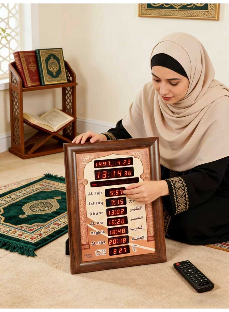 كروني ساعة حائط إسلامية للأذان، ساعة حائط لأوقات الصلاة في المسجد، ساعة مسجد مع أذان كامل 30×5×40 سم - Image 3